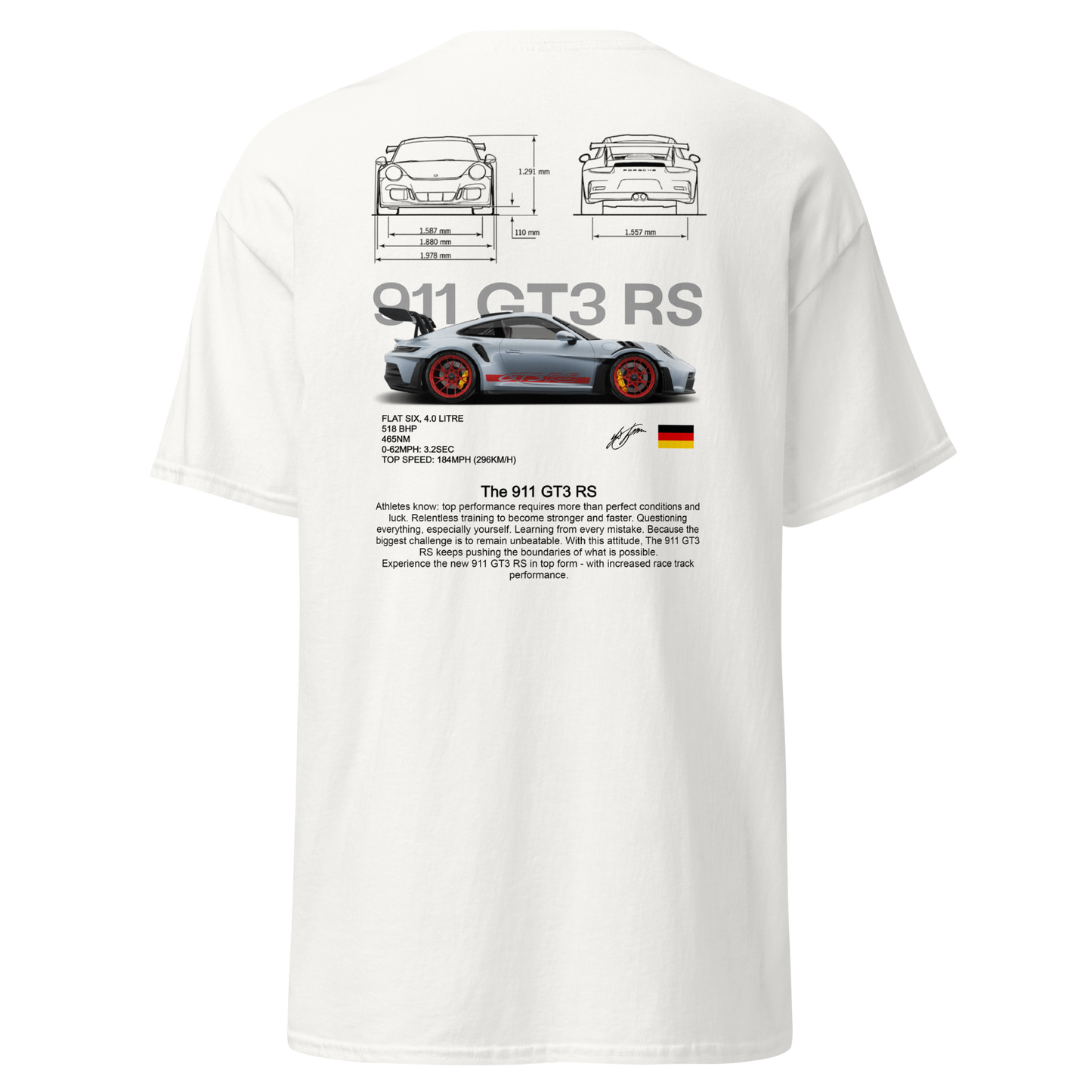 White 911 GT3 RS T-shirt